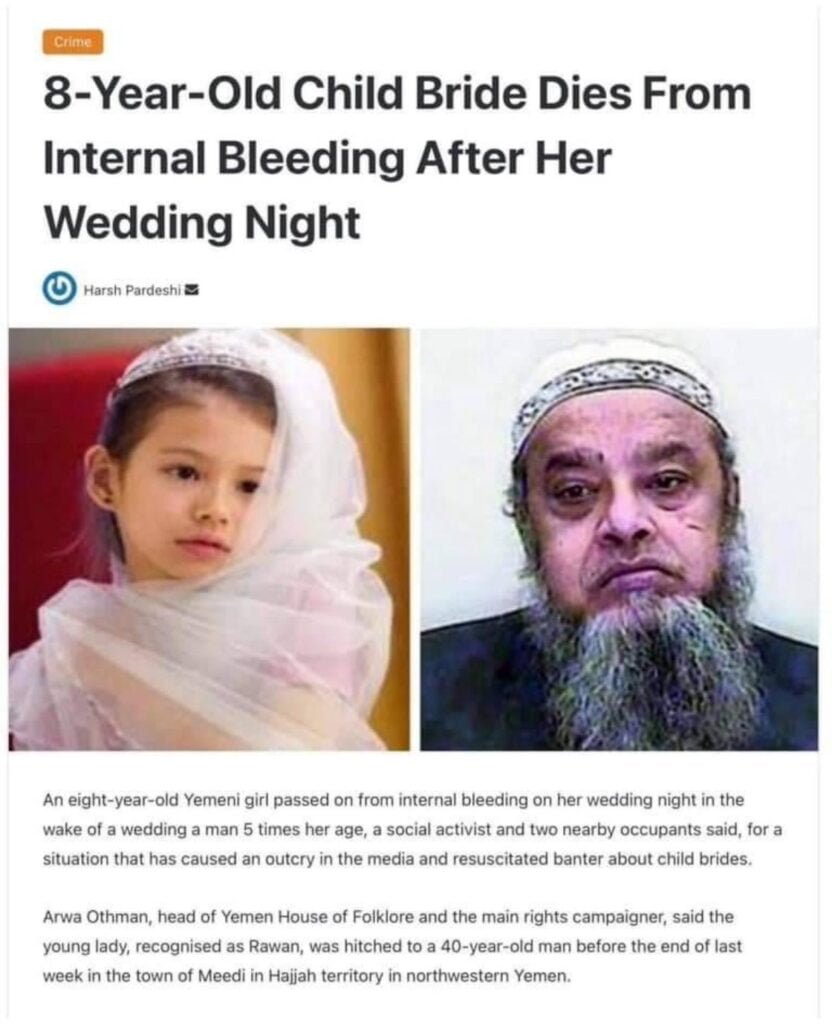 8-Year-Old Child Bride Dies From Internal Bleeding After Her Wedding Night